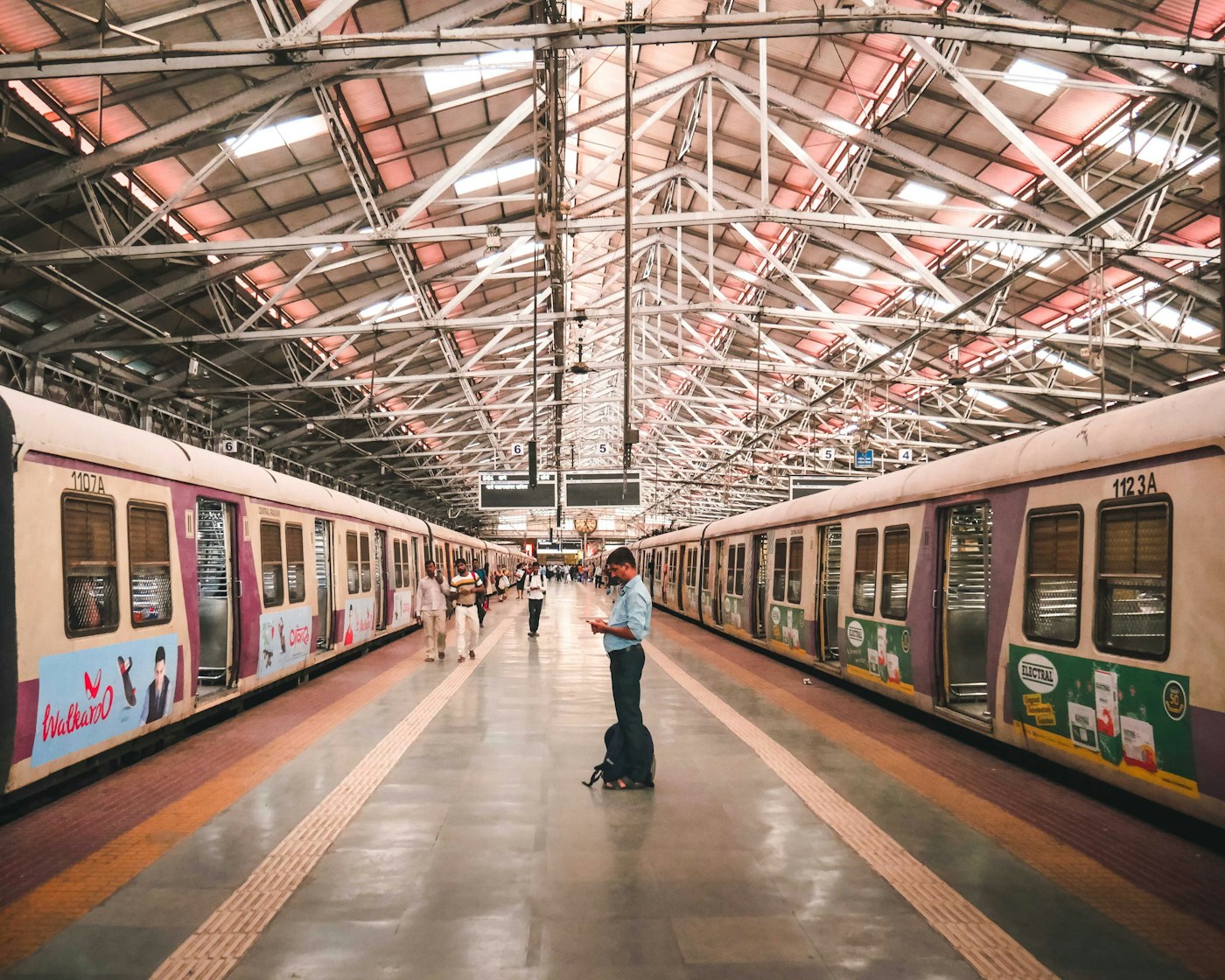 Mumbai local trains at a station platform
