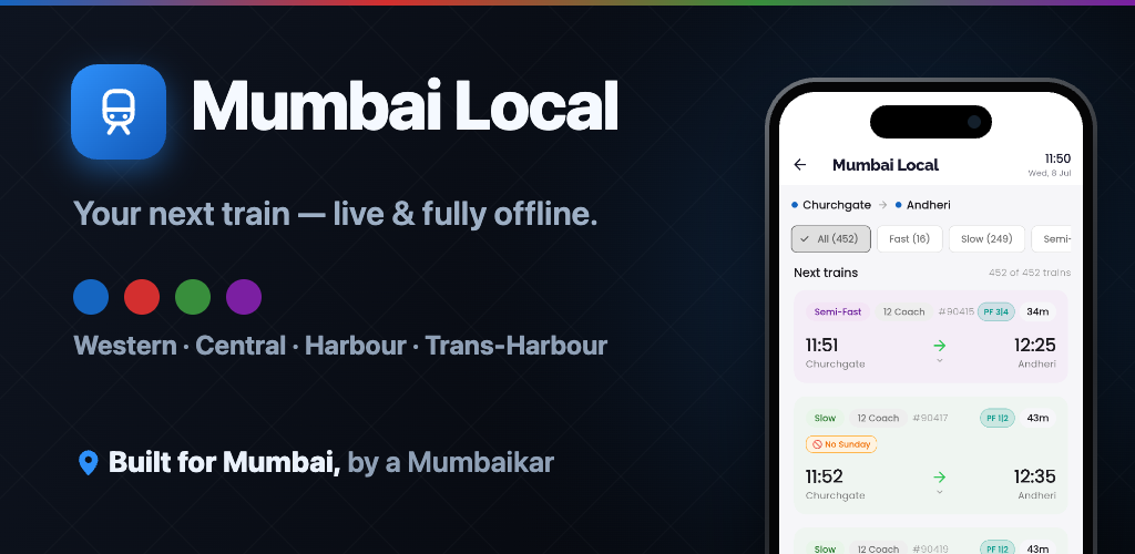 Mumbai Local, your next train, live and fully offline