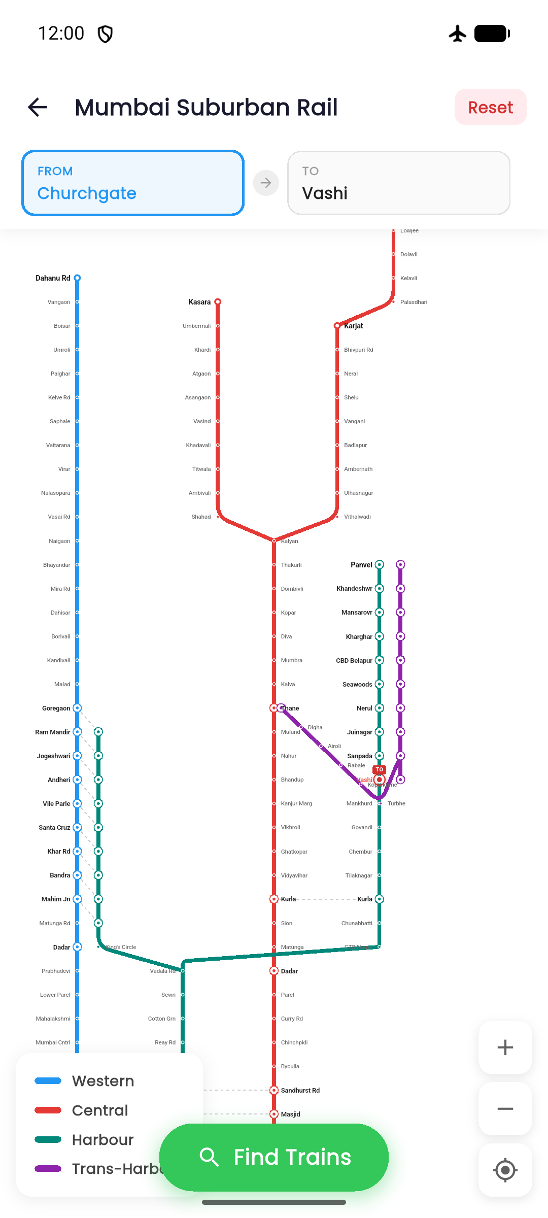 Mumbai Local station map